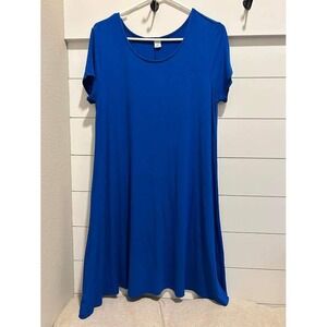 Old Navy Womens Cobalt Blue Short Sleeve Swing Dress Size M Jersey Knit A-Line
